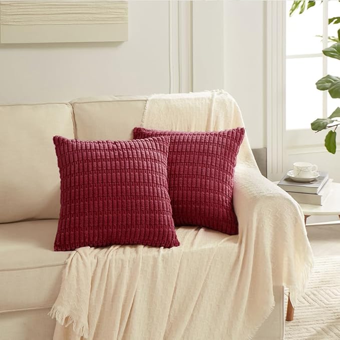 Fancy Homi 4 Packs Burgundy Decorative Throw Pillow Covers 16x16 Inch - Image 6