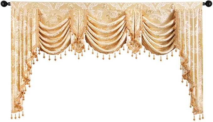 ELKCA Golden Jacquard Swag Waterfall Valance - Image 7