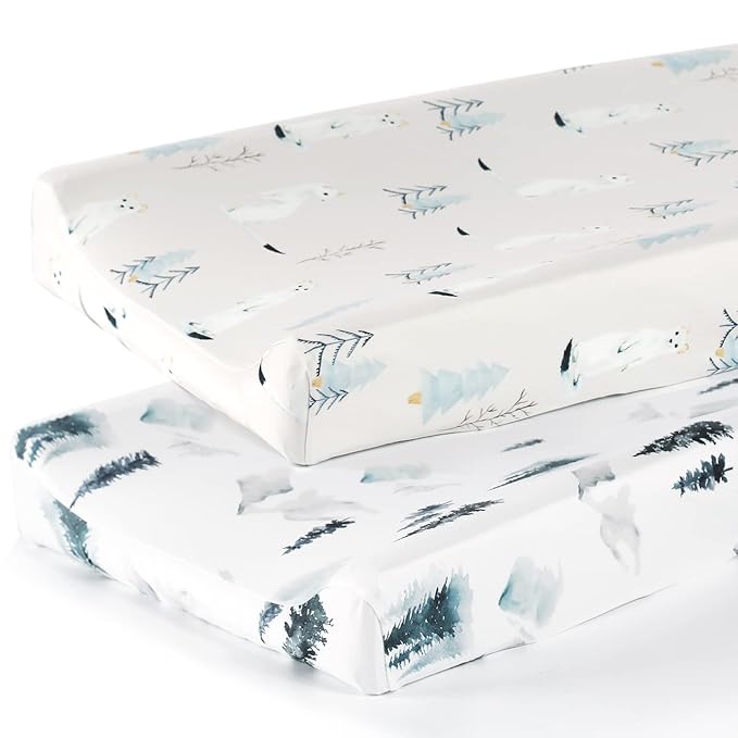 GRSSDER Stretch Ultra Soft Jersey Knit Changing Pad Cover Set 2 Pack, Change by BUYNOW