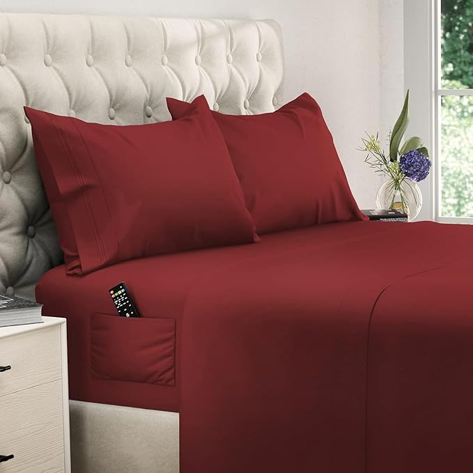 DREAMCARE California King Sheet Sets – 4 pcs Cooling Sheets – up to 21” Deep by DREAMCARE
