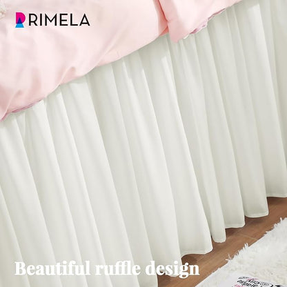 RIMELA Dorm Bed Skirt Twin XL 36 Inch Drop, Warm White Bedskirt Solid Silky - Image 6