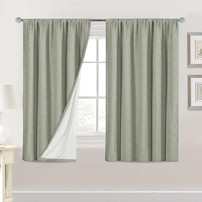 H.VERSAILTEX Linen Look 100% Blackout Curtains 54 Inches Long by HVERSAILTEX