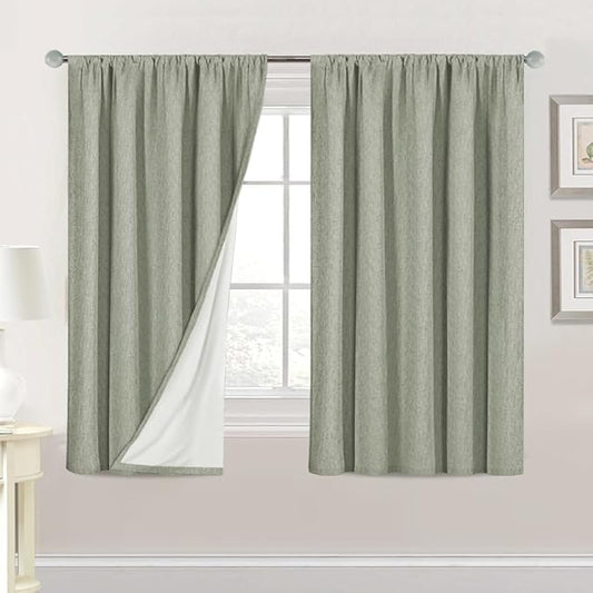 H.VERSAILTEX Linen Look 100% Blackout Curtains 54 Inches Long by HVERSAILTEX