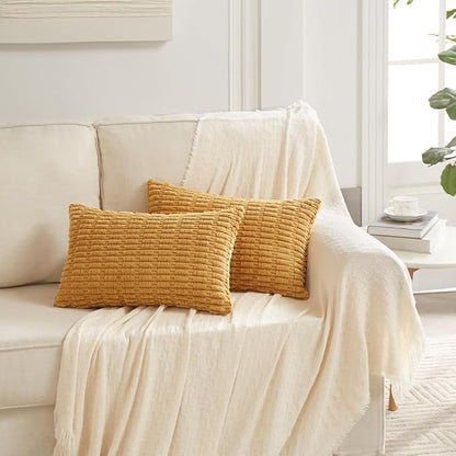 Fancy Homi 4 Packs Mustard Yellow Decorative Throw Pillow Covers 12x24 Inch - Image 7