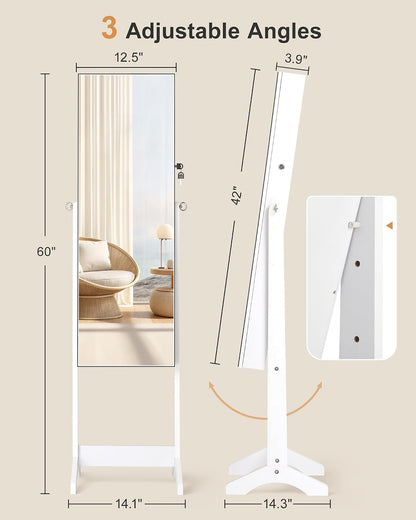 nicetree freestanding jewelry cabinet, full length mirror, moon, side view