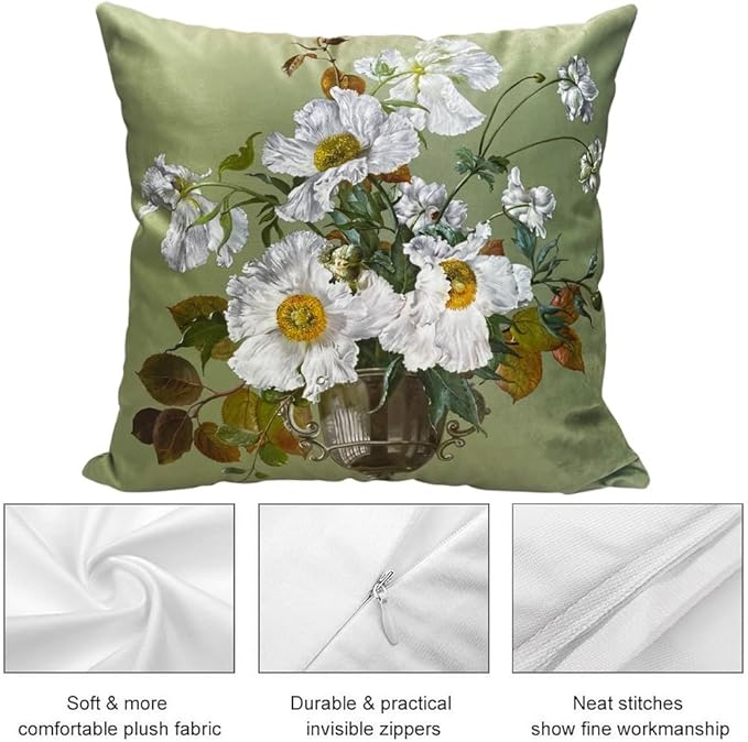 Vintage Floral Bouquet 24x24 Plush Throw Pillow Case, Double-Sided Printed - Image 3