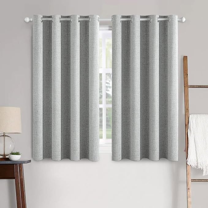 MIULEE Linen Curtains for Bedroom 100% Blackout Thermal Insulated Glacier Gray by MIULEE