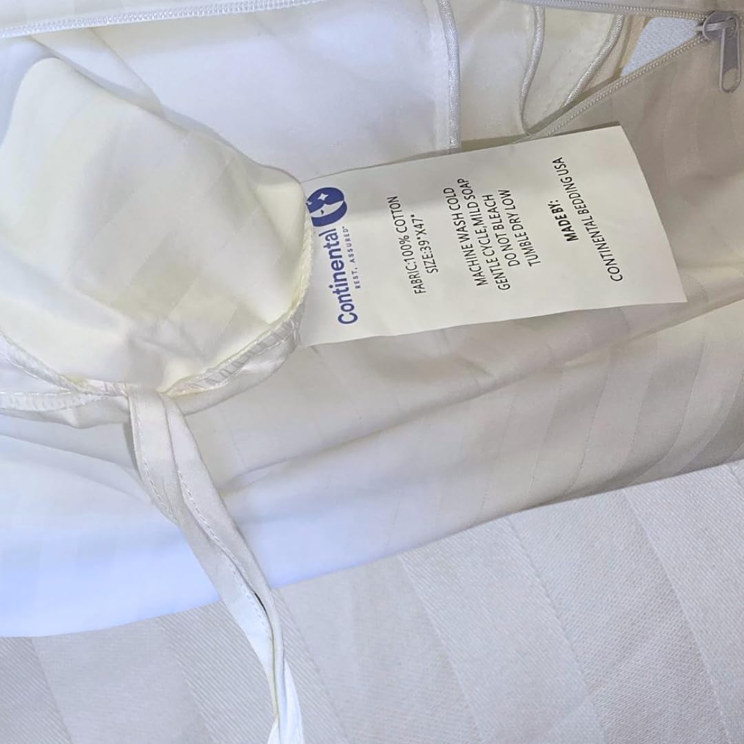 Continental Bedding Toddler Duvet Protector 100% Cotton 300TC Damask Stripe with Zipper Closure and Inner Ties, Fits Crib & Toddler Bed Comforters, 39x47 inch
