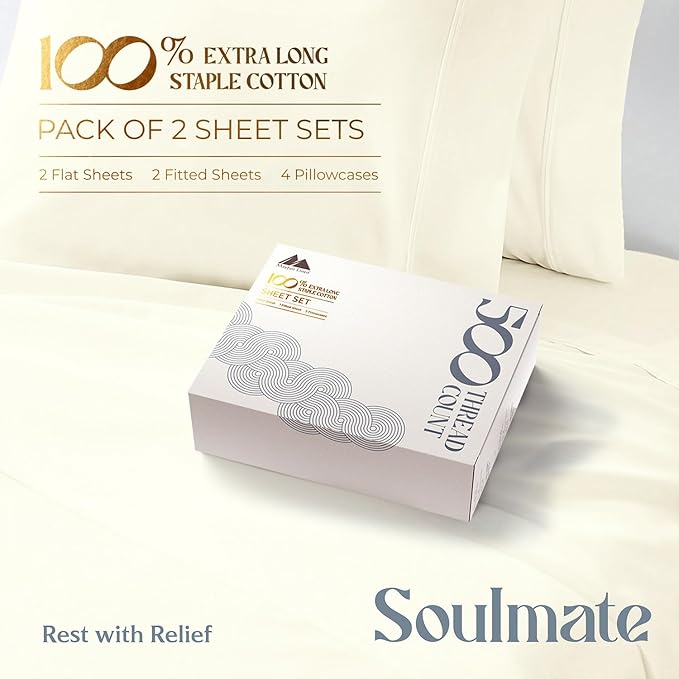 Mayfair Linen 100% Egyptian Cotton 2 Pack Full Sheet Set - Image 4