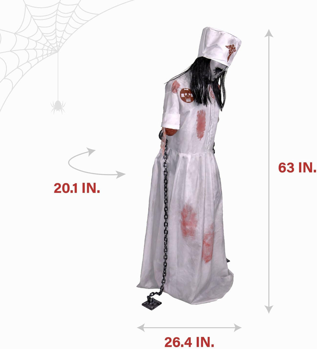 Haunted Hill Farm Life-Size 5.2-Ft Animatronic Convulsing Nurse by Tekky Halloween Decoration with Motion-Activated Sounds