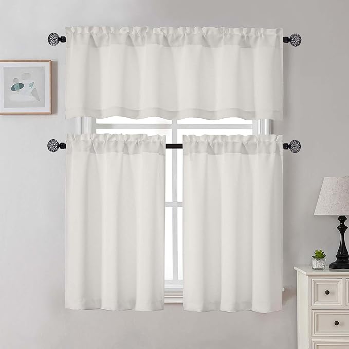 Gwine 24 Inch Length Kitchen Curtains Sets, Light Filtering Half Window Short - Image 2