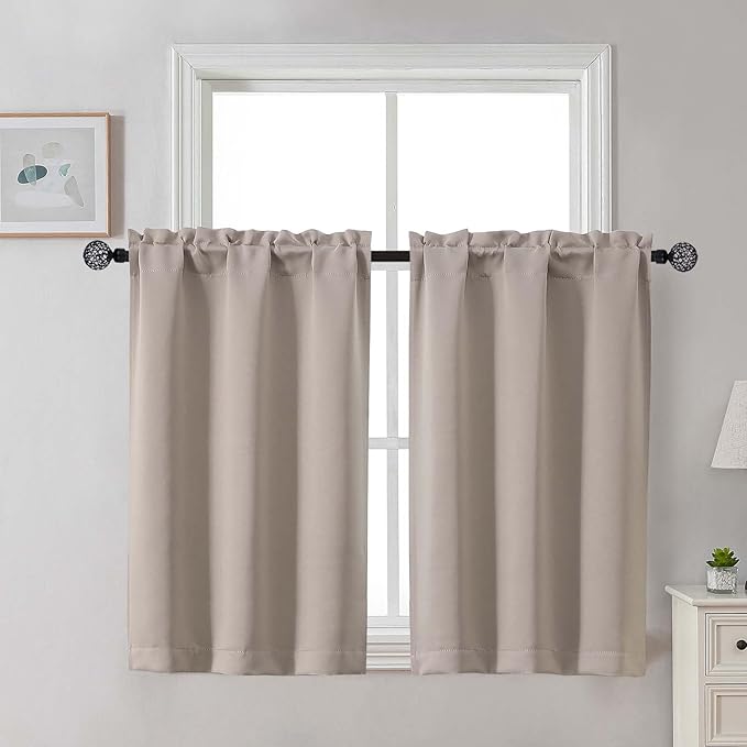 Gwine Stone Blackout Curtains for Bedroom 45 Inch Length, Room Darkening Window by Gwine