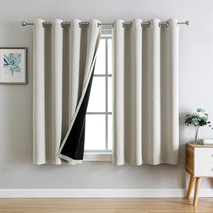 G2000 100% Blackout Curtains for Bedroom Living Room 63 Inch Length Beige Room - Image 9