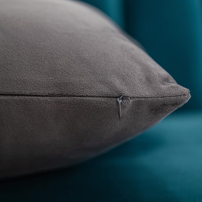 Throw Pillow Covers 20x20 Dark-Grey: 2 Pack Cozy Soft Velvet Square Decorative - Image 2
