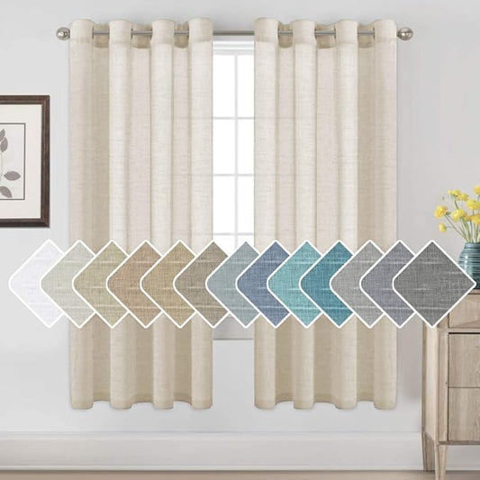 H.VERSAILTEX Linen Curtains Nickel Grommet Natural Linen Semi-Sheer Curtains 2 by HVERSAILTEX