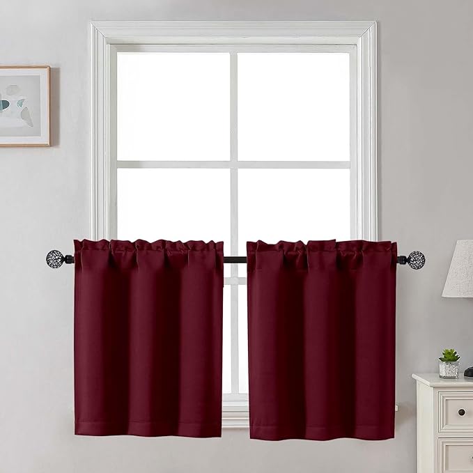 Gwine 24 Inch Length Kitchen Curtains Sets, Light Filtering Half Window Short by Gwine