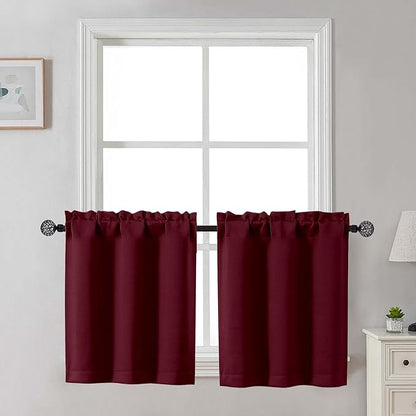 Gwine 24 Inch Length Kitchen Curtains Sets, Light Filtering Half Window Short by Gwine