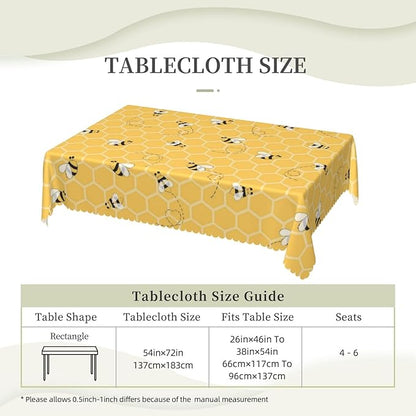 Honey Cute Yellow Bees Tablecloth Honeycombs Funny Bee Bumblebee Beehive Table - Image 3