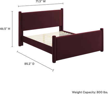 modway rael queen platform bed frame with upholstered shown in use