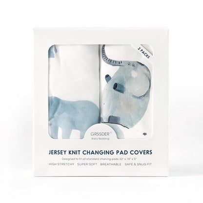 GRSSDER Stretch Ultra Soft Jersey Knit Changing Pad Cover Set 2 Pack, Change - Image 4