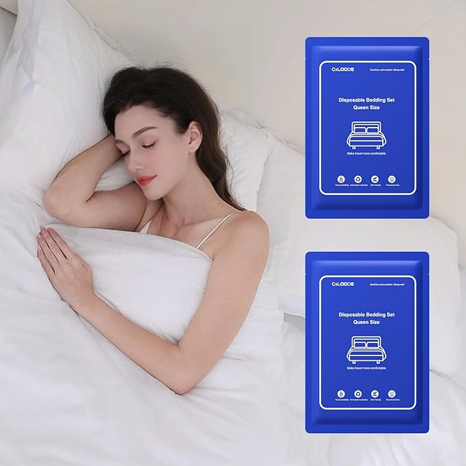 2 Pack Disposable Bed Sheet Queen Size, Disposable Sheet by CXLoode
