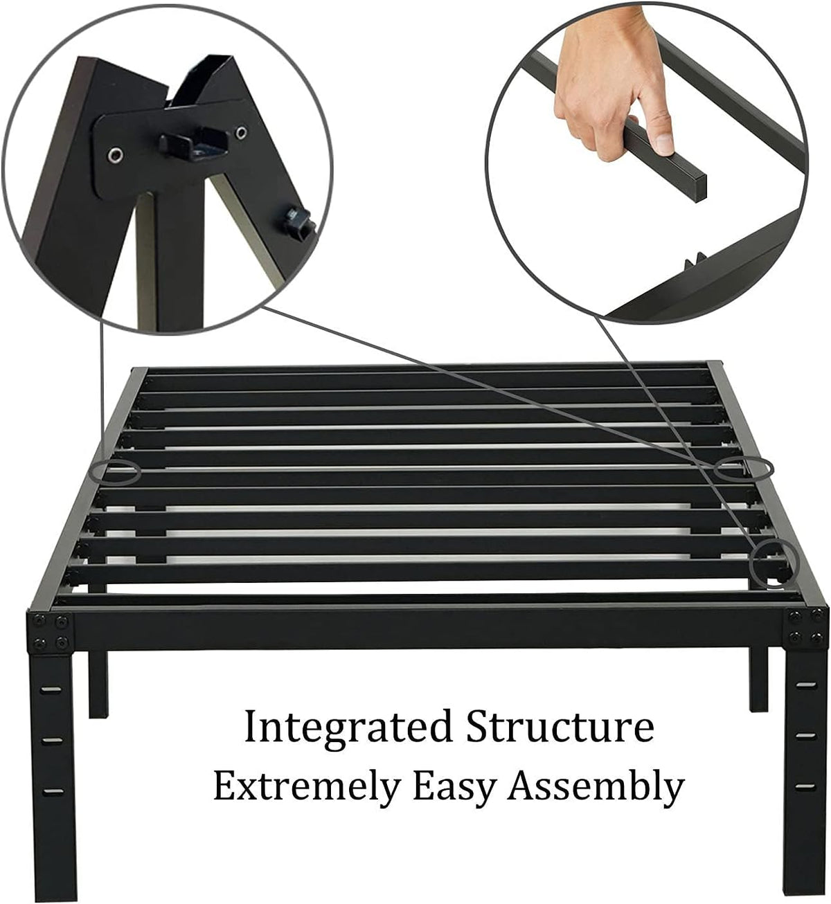 wulanos twin size bed frame 18 inches tall, side view