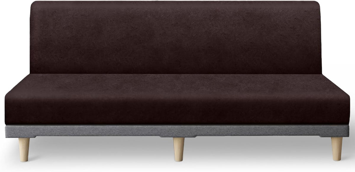 molasofa leather like stretch futon slipcover armless sofa, main product view