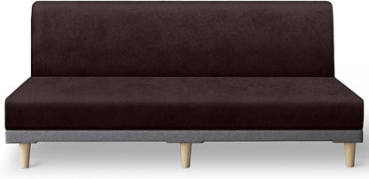 molasofa Leather Like Stretch Futon Slipcover Armless Sofa Cover Furniture by Molasofa