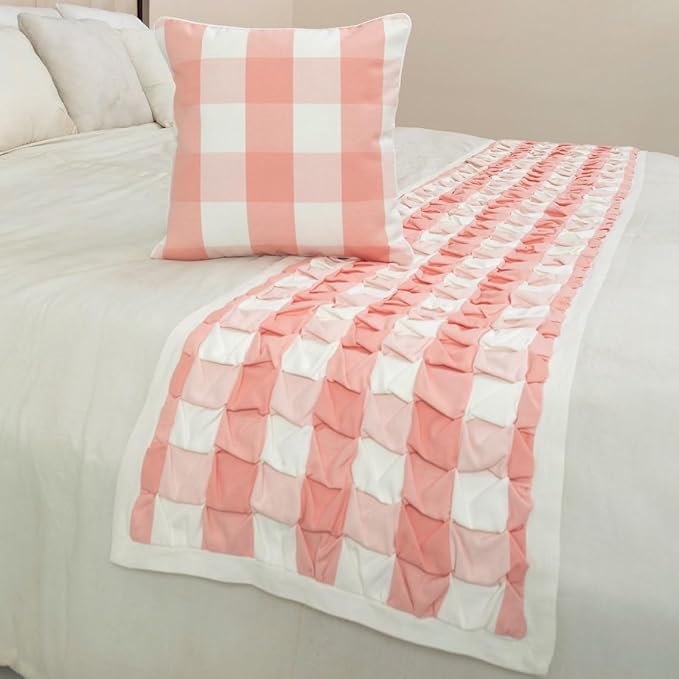 The HomeCentric King/Queen/Twin Peach Pink Decorative CA King 86"x18" Bed Runner - Image 4