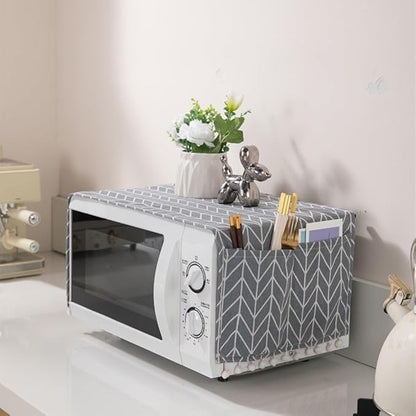 Microwave Oven Cover Dust Oil Proof Cotton Linen Waterproof Fabric Cloth - Image 3