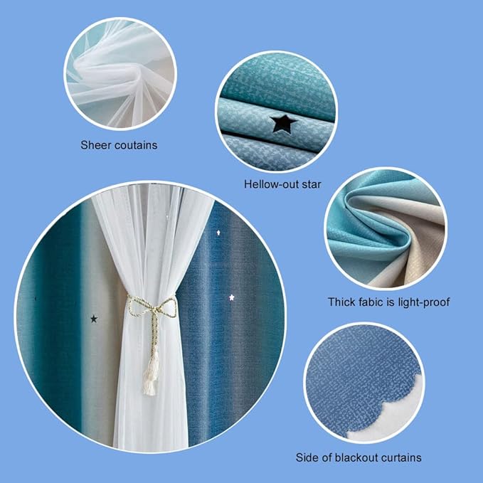 FANLI Ombre Rainbow Blackout Curtains - Image 4