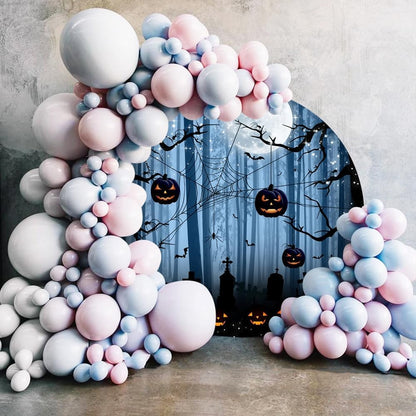 Diameter 7.5ft Halloween Themed Round Backdrop Cover Gothic Mysterious Forest Horrible Moon Night Pumpkin Cemetery Circle Photography Background for Halloween Party Decor Photo Booth Props