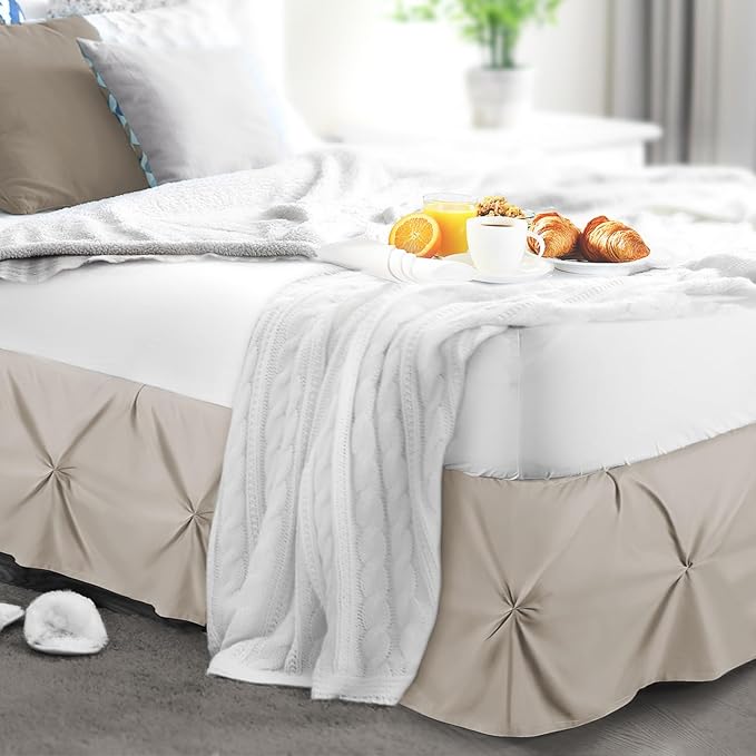 Nestl Linen Bed Skirt Cal King Size, Pinch Pleat Cal King Bed Skirt, Hotel - Image 8