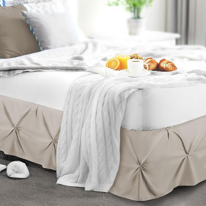 Nestl Linen Bed Skirt Cal King Size, Pinch Pleat Cal King Bed Skirt, Hotel - Image 8