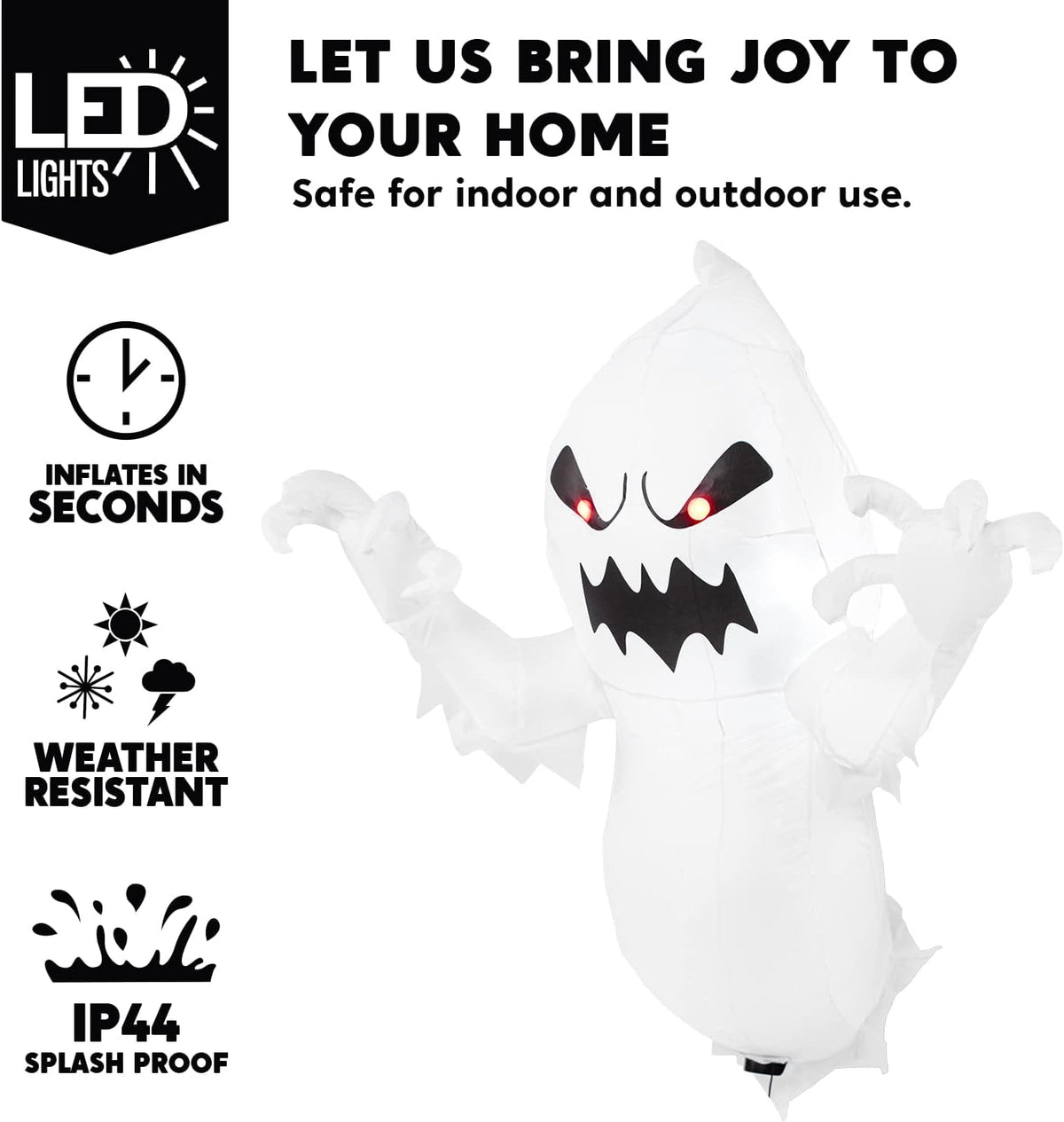 Joiedomi 4.5 FT Halloween Inflatable Ghost with Build-in LEDs, Blow Up Flying Ghost Broke Out from Window for Halloween Window Decorations, Yard, Garden, Lawn Decoration