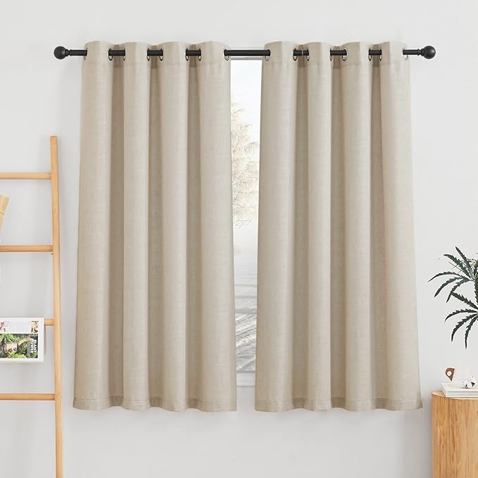NICETOWN Linen Curtains Taupe 63 inch Long by NICETOWN