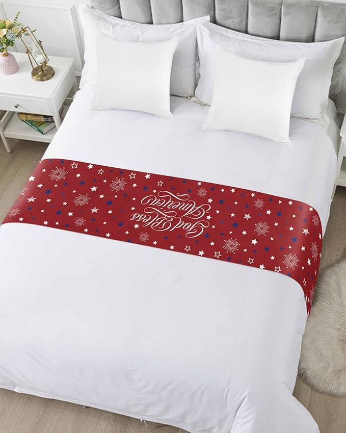 Independence Day Blue White Star Bed Runners - Image 3