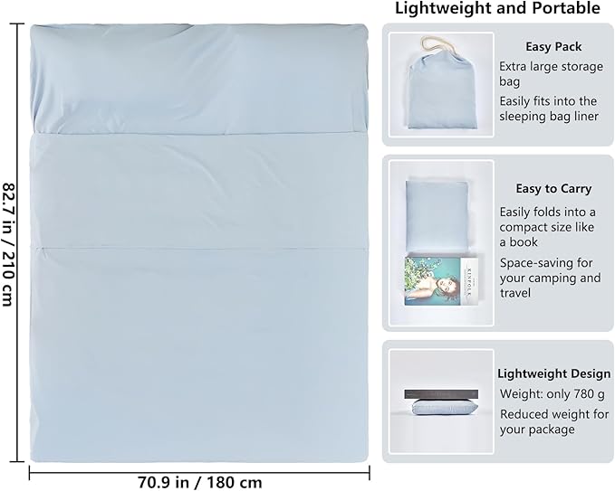 Sleeping Bag Liner Camping Adult Sleep Sack Lightweight Travel Sheet - Image 2