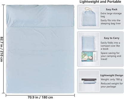 Sleeping Bag Liner Camping Adult Sleep Sack Lightweight Travel Sheet - Image 2