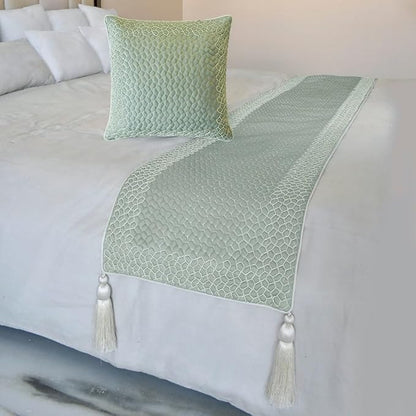 The HomeCentric King/Queen/Twin Blue Decorative Twin 53"x18" Bed Runner Without by TheHomeCentric