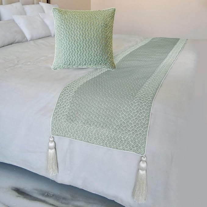 The HomeCentric King/Queen/Twin Blue Designer Queen 74"x18" Bed Runner by TheHomeCentric