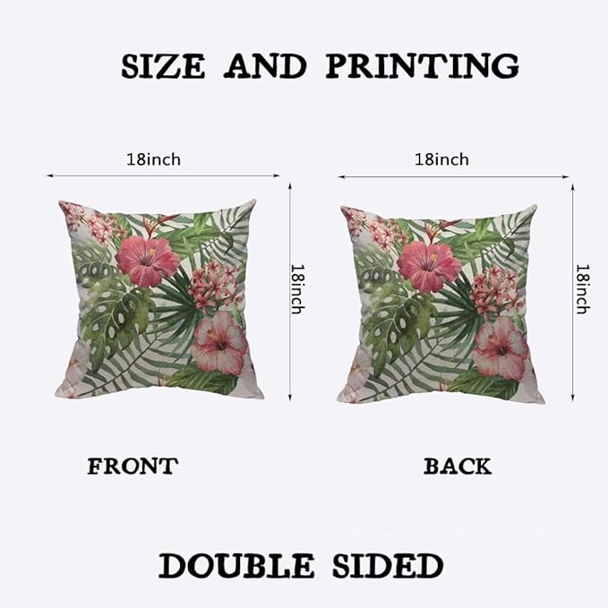 TKS MITLAN Tropical Flower Throw Pillow Case Cushion Cover Watercolor Summer - Image 2