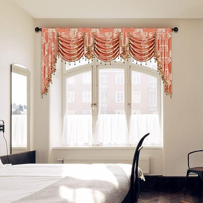 ELKCA Golden Jacquard Swag Waterfall Valance - Image 5