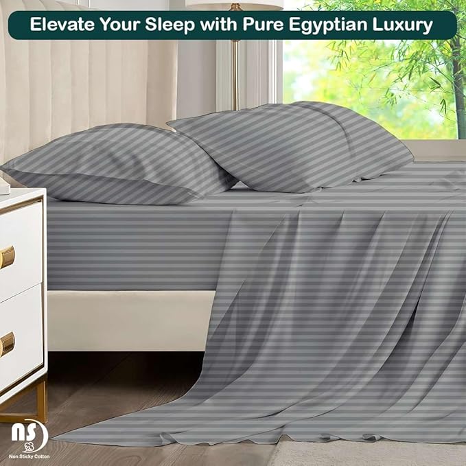 NON Sticky cotton Queen Size Sleeper Sofa Sheets, 4 Piece Egyptian Cotton Bed - Image 5