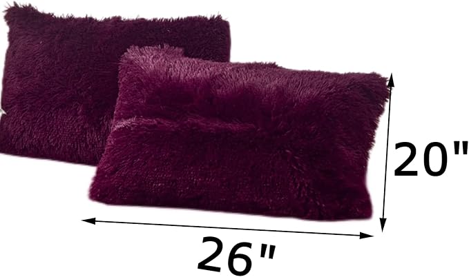 MorroMorn Decorative Pillows Covers, 2 Packs Faux Fur Pillow Cases Standard Size - Image 2