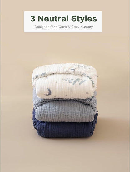 Muslin Bedside Sleeper Bassinet Fitted Sheets, 3 Pack Cotton Baby Sheet - Image 7