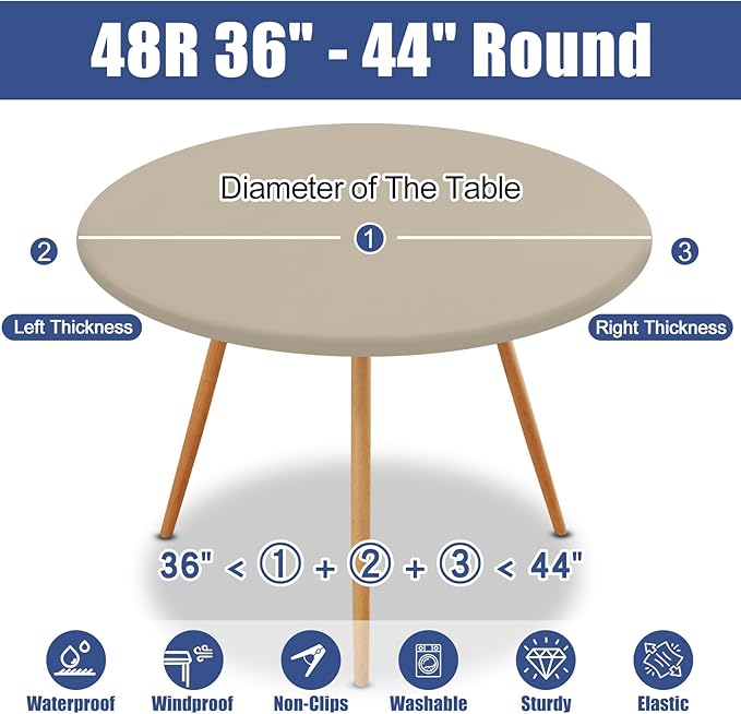 Round Spandex Tablecloth, Elastic Fitted Waterproof Tablecloths - Image 8
