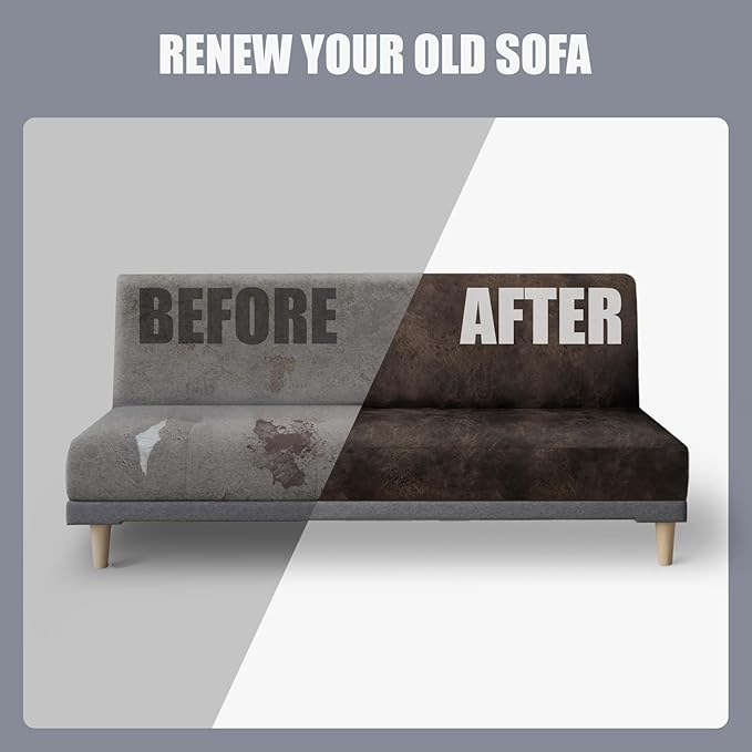molasofa Leather Like Stretch Futon Slipcover Armless Futon Bed Sofa Cover - Image 6