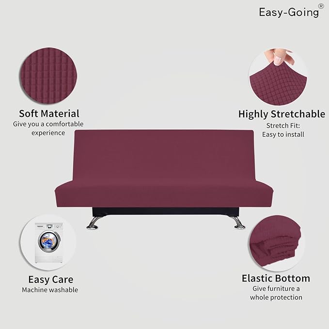 Easy-Going Stretch Futon Slipcover Armless Futon Bed Cover Furniture Protector - Image 3
