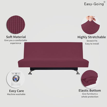 Easy-Going Stretch Futon Slipcover Armless Futon Bed Cover Furniture Protector - Image 3